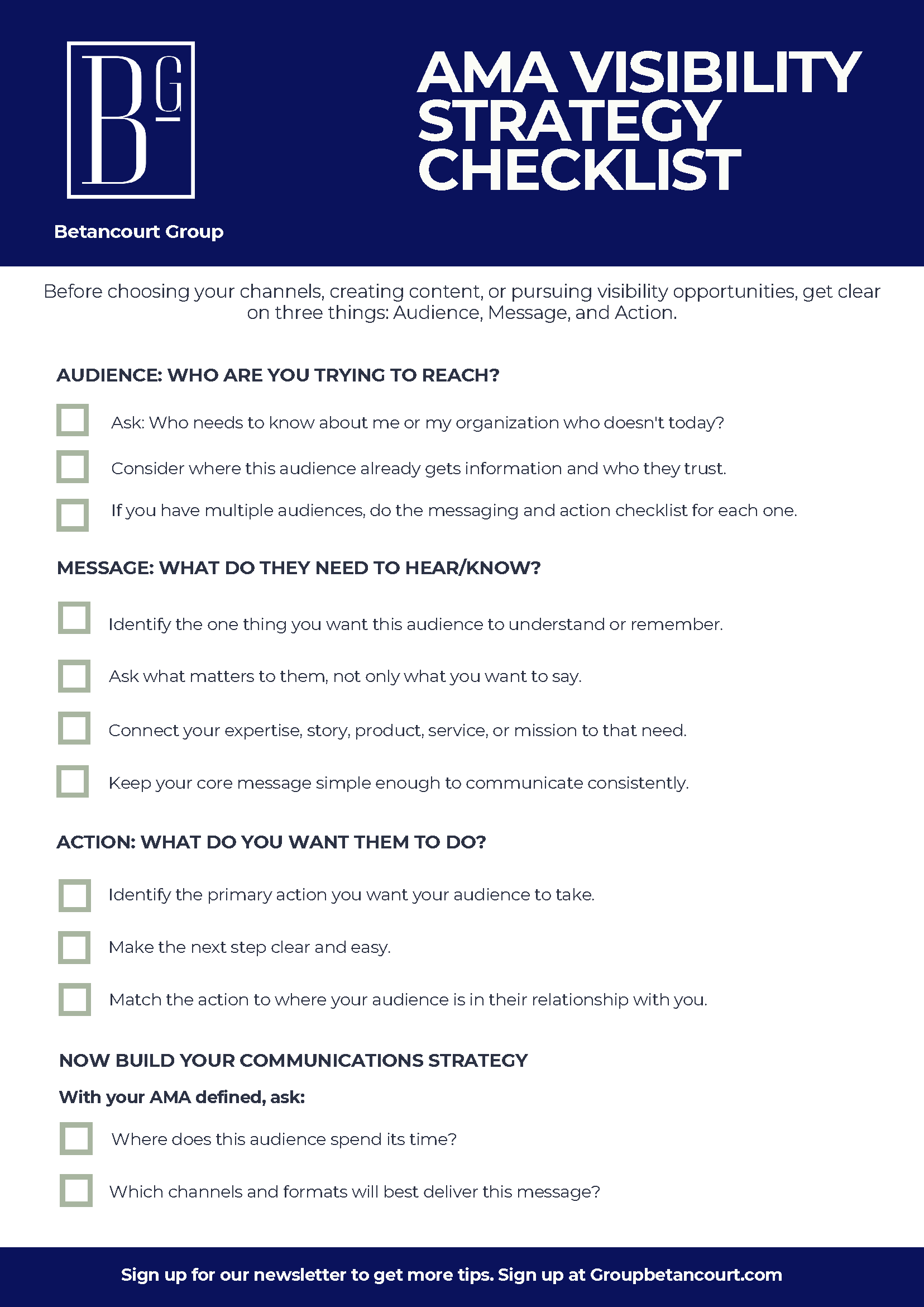 AMA Visibility Strategy Checklist